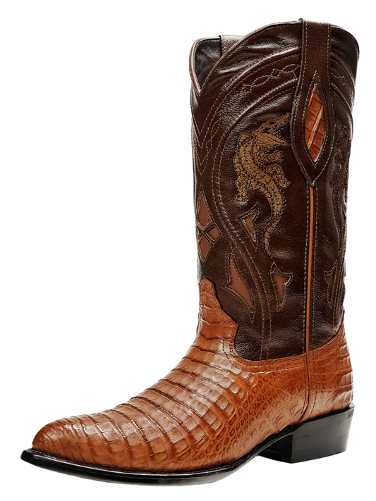 Botas Vaqueras Exoticas de Caiman Belly Original para Hombre 'Rodeo Cartie' - ID: 908CO Botas Caiman Original Rodeo Cartie Cognac