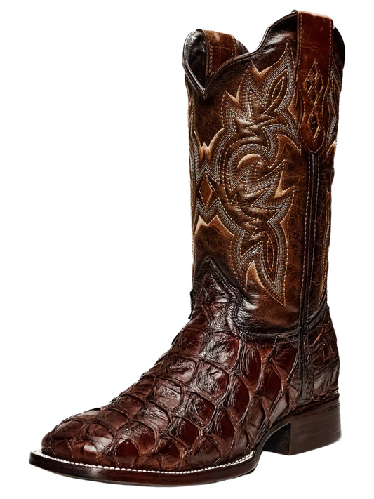 Botas Vaqueras Rodeo Exoticas de Pirarucu Fish Original para Hombre 'Rodeo Cartie' - ID: 761CA Botas Monster Fish Original Rodeo Cartie Cafe