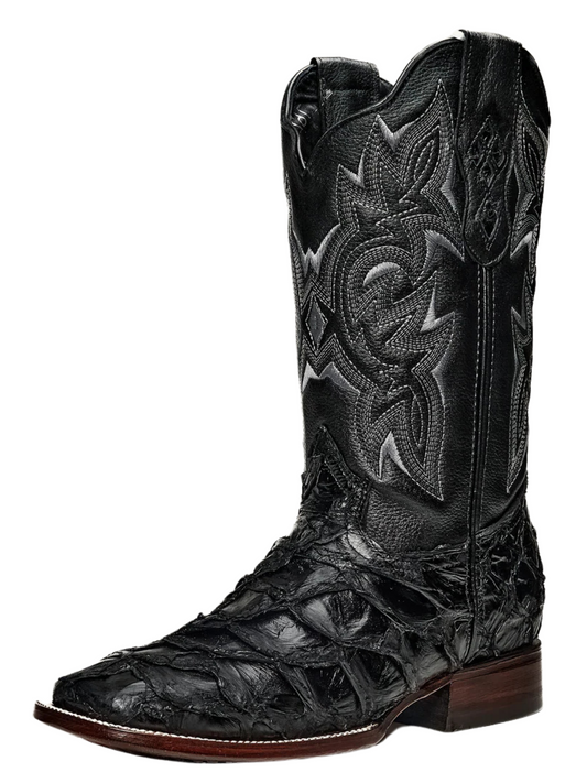 Botas Vaqueras Rodeo Exoticas de Pirarucu Fish Original para Hombre 'Rodeo Cartie' - ID: 761NE Botas Monster Fish Original Rodeo Cartie Negro