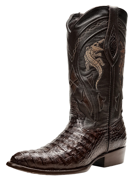 Botas Vaqueras Exoticas de Caiman Belly Original para Hombre 'Rodeo Cartie' - ID: 908CA Botas Caiman Original Rodeo Cartie Cafe