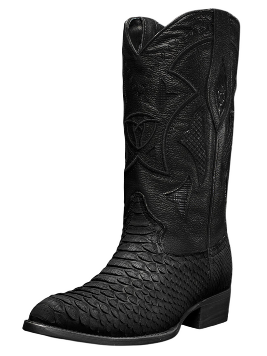 Botas Vaqueras Exoticas de Python Original para Hombre 'Rodeo Cartie' - ID: 930NE Botas Python Original Rodeo Cartie Black