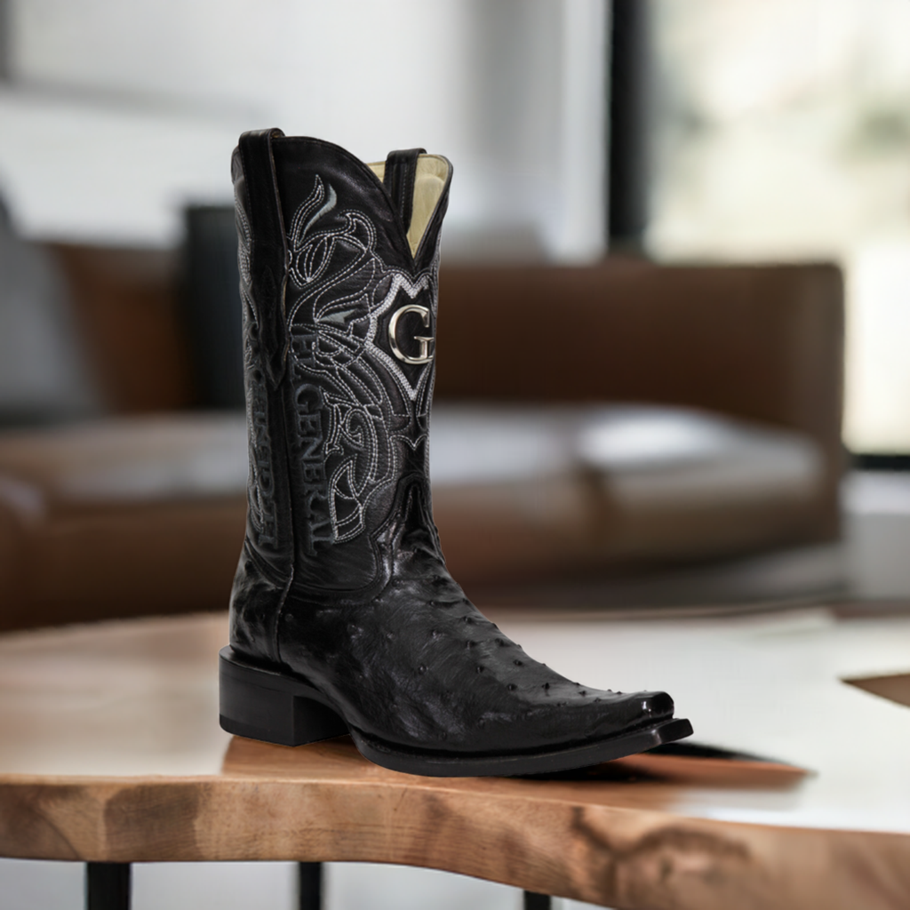 Original Men's Exotic Ostrich Cowboy Boots 'El General' - ID: 45075