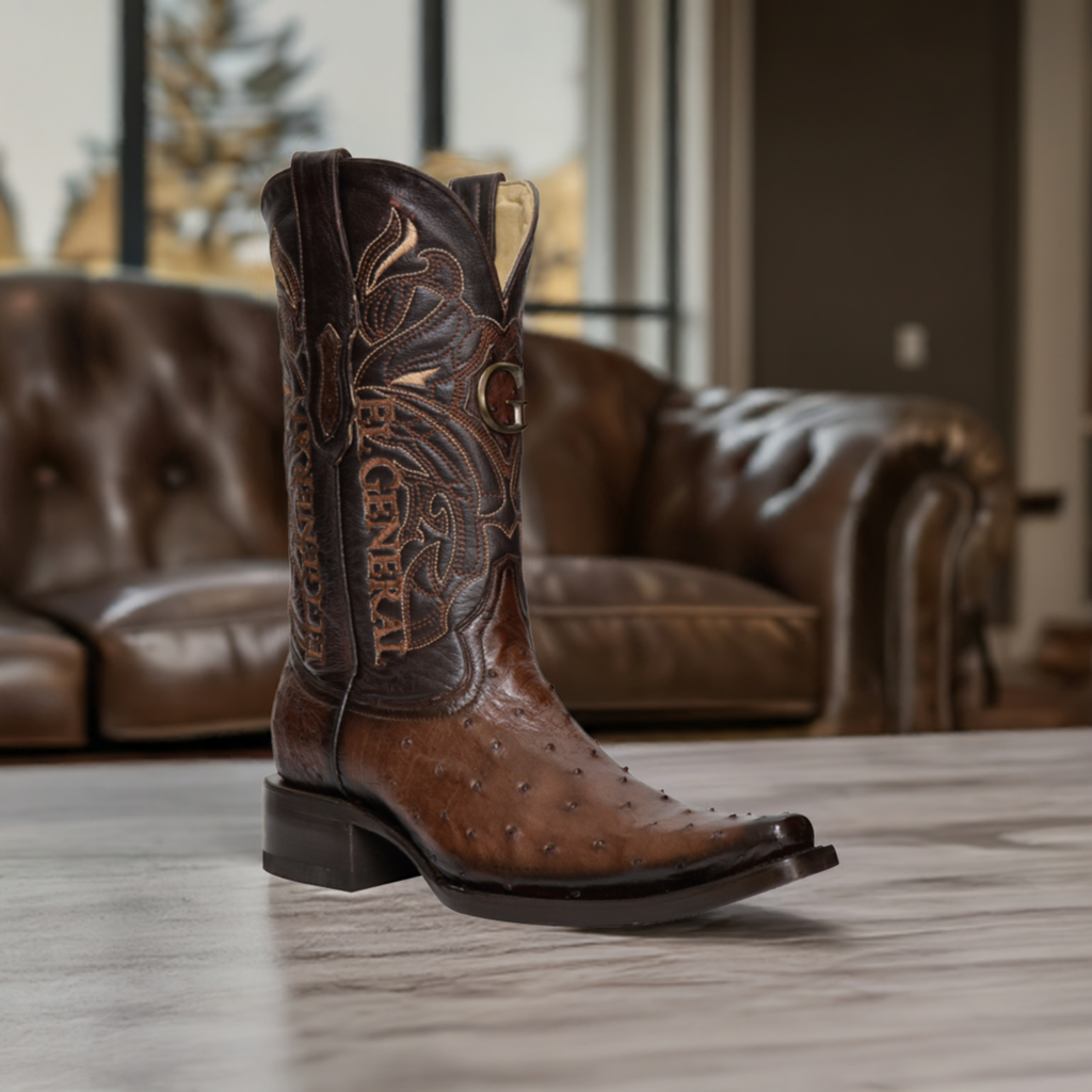 Original Men's Exotic Ostrich Cowboy Boots 'El General' - ID: 45076