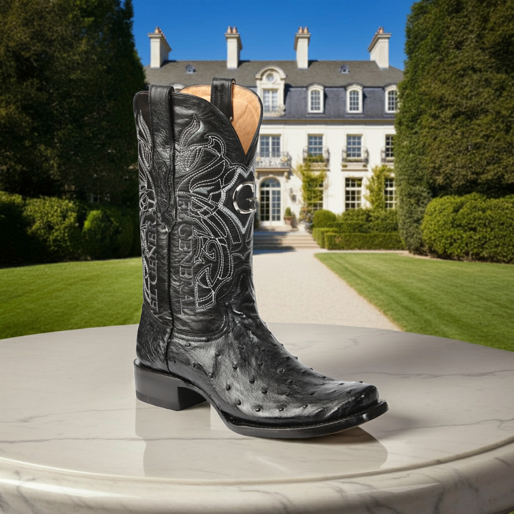 Botas Vaqueras Exoticas de Avestruz Original para Hombre 'El General' - ID: 45515 Botas Avestruz Original El General