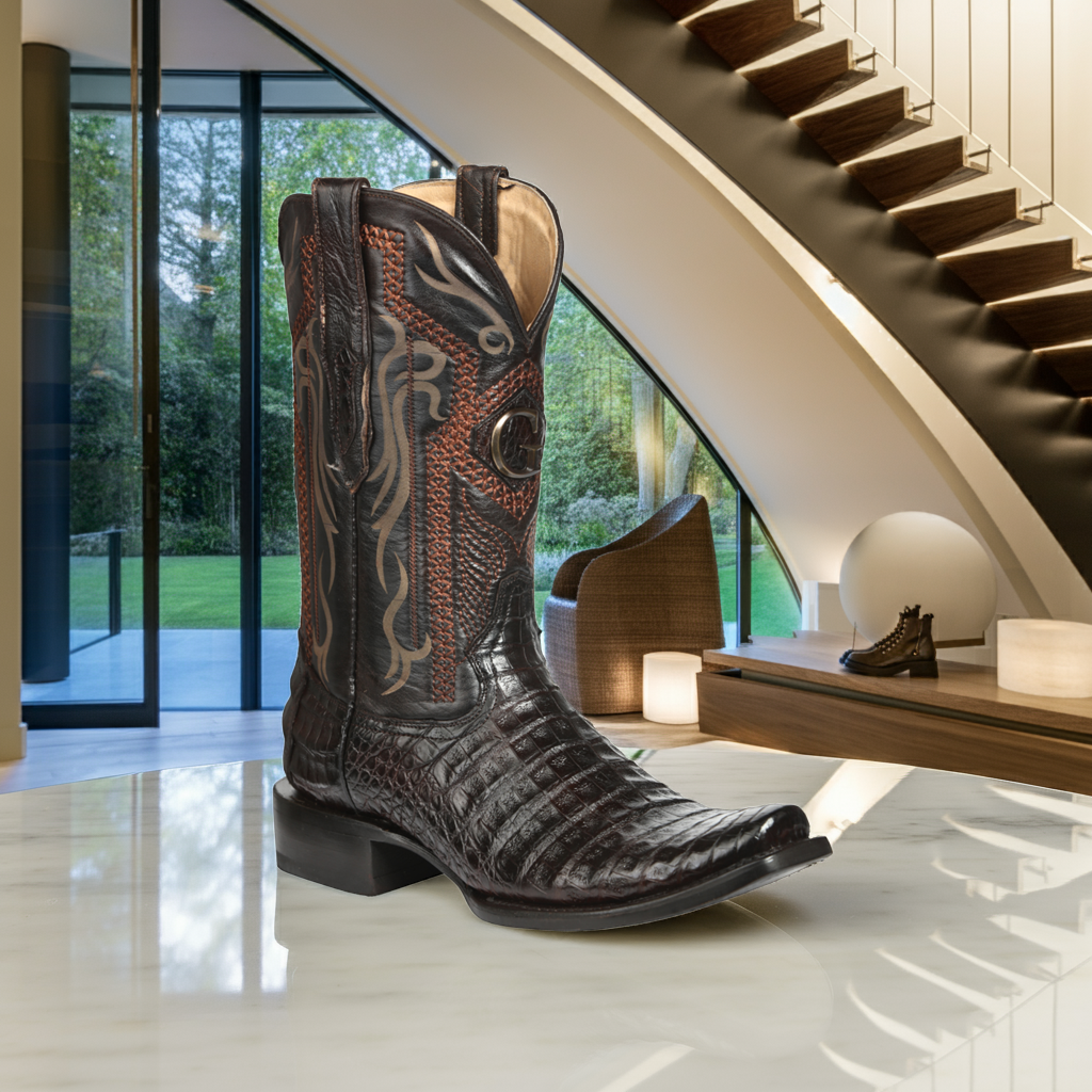 Botas Vaqueras Exoticas de Caiman Belly Original para Hombre 'El General' - ID: 45519 Botas Caiman Original El General