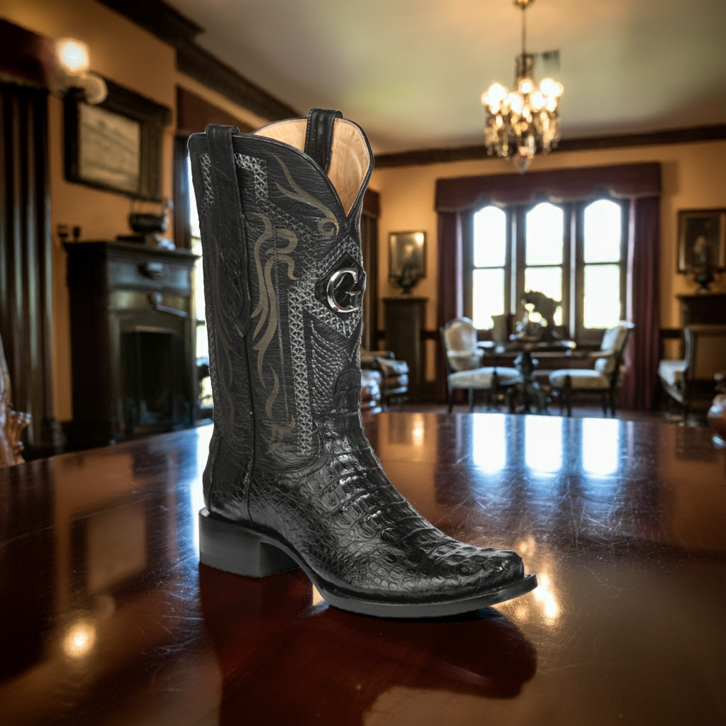 Botas Vaqueras Exoticas de Caiman Nuca Original para Hombre 'El General' - ID: 45521 Botas Caiman Original El General