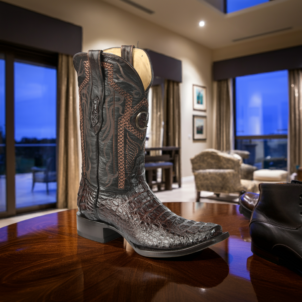 Botas Vaqueras Exoticas de Caiman Nuca Original para Hombre 'El General' - ID: 45522 Botas Caiman Original El General