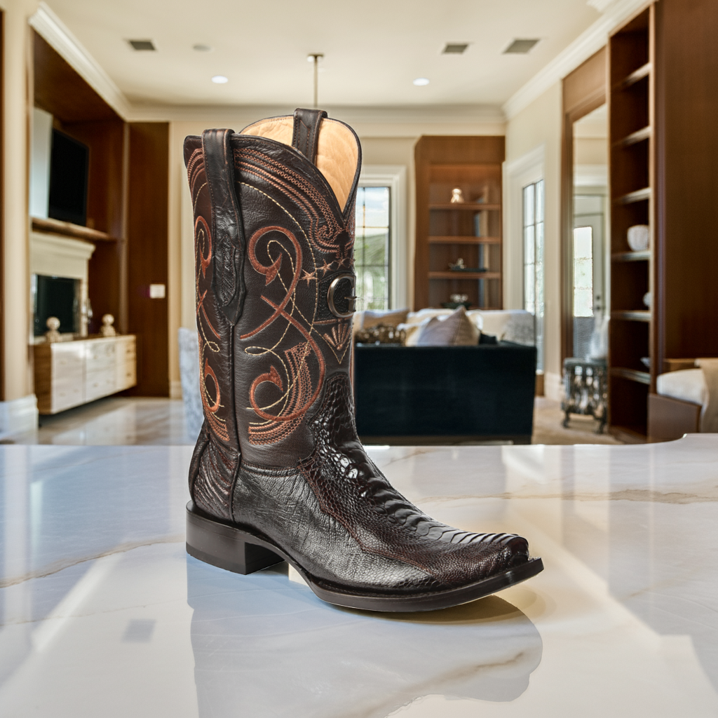 Botas Vaqueras Exoticas de Pata de Avestruz Original para Hombre 'El General' - ID: 45511 Botas Avestruz Original El General