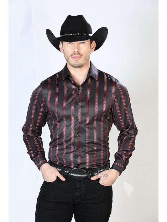 Camisa Vaquera Manga Larga de Broches Estampada Rayas Negro para Hombre 'El Señor de los Cielos' - ID: 43922 Camisas Estampadas El Señor de los Cielos Black