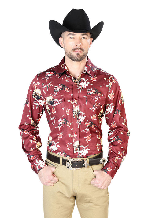Camisa Vaquera Manga Larga de Broches Estampada Floral Multicolor para Hombre 'El Señor de los Cielos' - ID: 43951 Western Shirt El Señor de los Cielos Multicolor