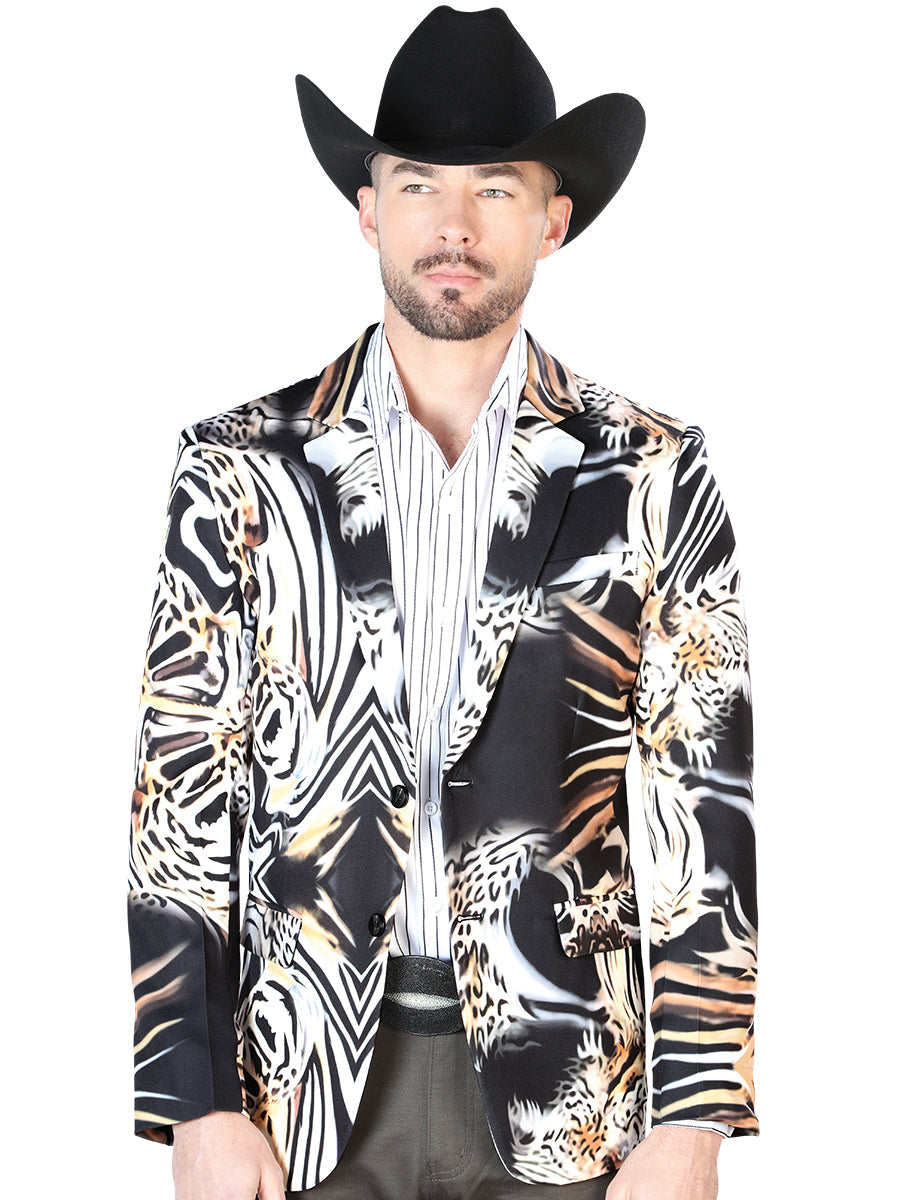 Saco Estampado Negro/Oro para Hombre 'El Señor de los Cielos' - ID: 44001 Sacos Vaqueros El Señor de los Cielos Black/Gold