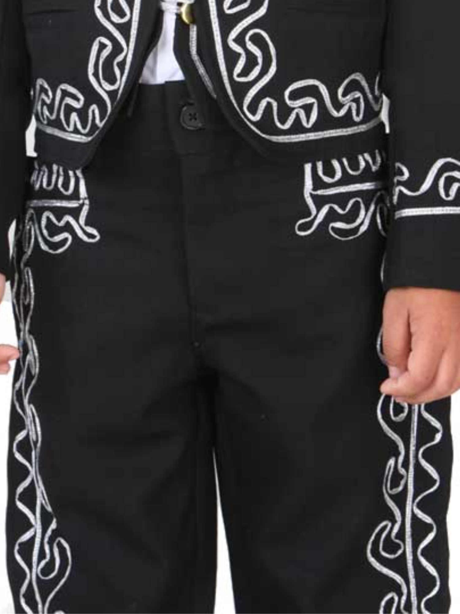 Traje Charro Bordado Negro/Blanco/Rojo para Niños 'El General' - ID: 34262 Trajes Charros El General 