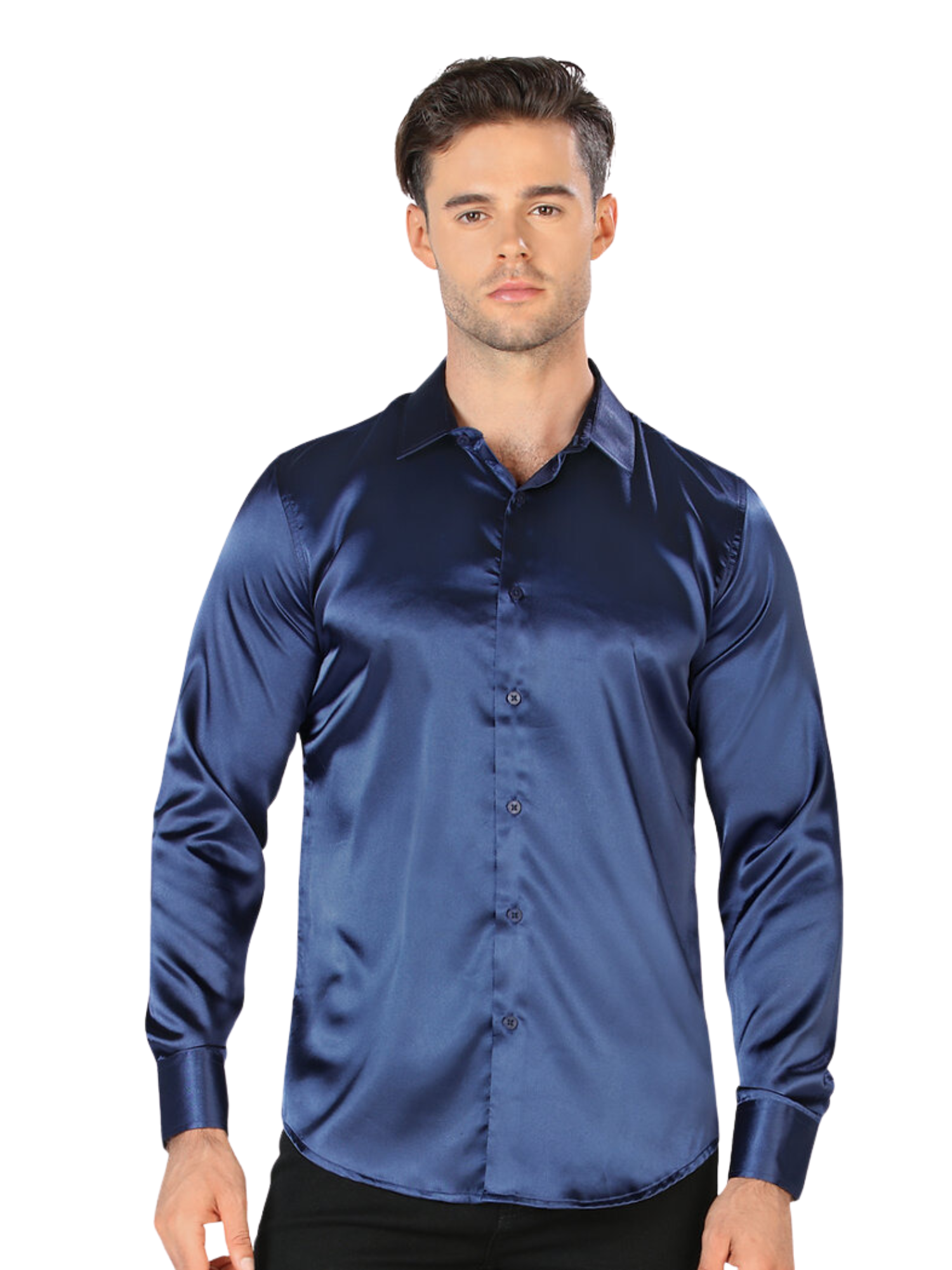 Camisa Casual Manga Larga Lisa para Hombre 'Montero' - ID: 0444 Camisas Lisas Montero Navy