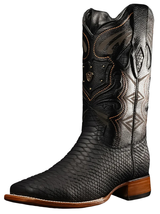 Botas Vaqueras Rodeo de Mamba Python Grabado en Piel Genuina para Hombre 'Rodeo Cartie' - ID: RC-MAM-BL Botas Python Print Rodeo Cartie 