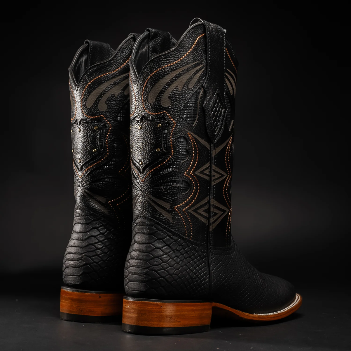 Botas Vaqueras Rodeo de Mamba Python Grabado en Piel Genuina para Hombre 'Rodeo Cartie' - ID: RC-MAM-BL Botas Python Print Rodeo Cartie 