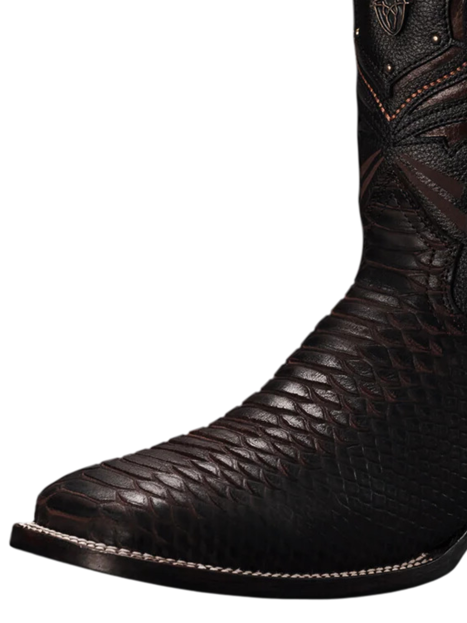 Botas Vaqueras Rodeo de Mamba Python Grabado en Piel Genuina para Hombre 'Rodeo Cartie' - ID: RC-MAM-TO Botas Python Print Rodeo Cartie 