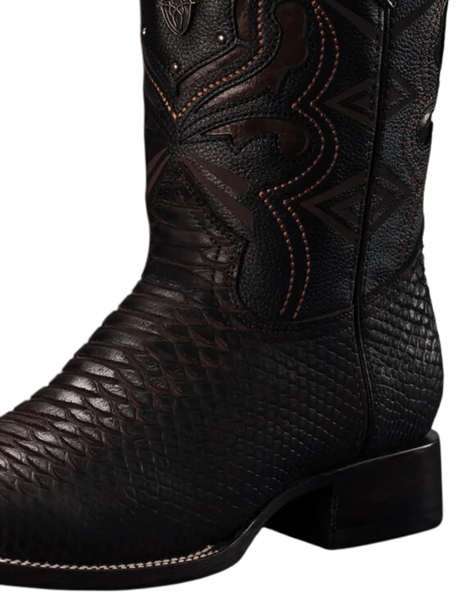 Botas Vaqueras Rodeo de Mamba Python Grabado en Piel Genuina para Hombre 'Rodeo Cartie' - ID: RC-MAM-TO Botas Python Print Rodeo Cartie 