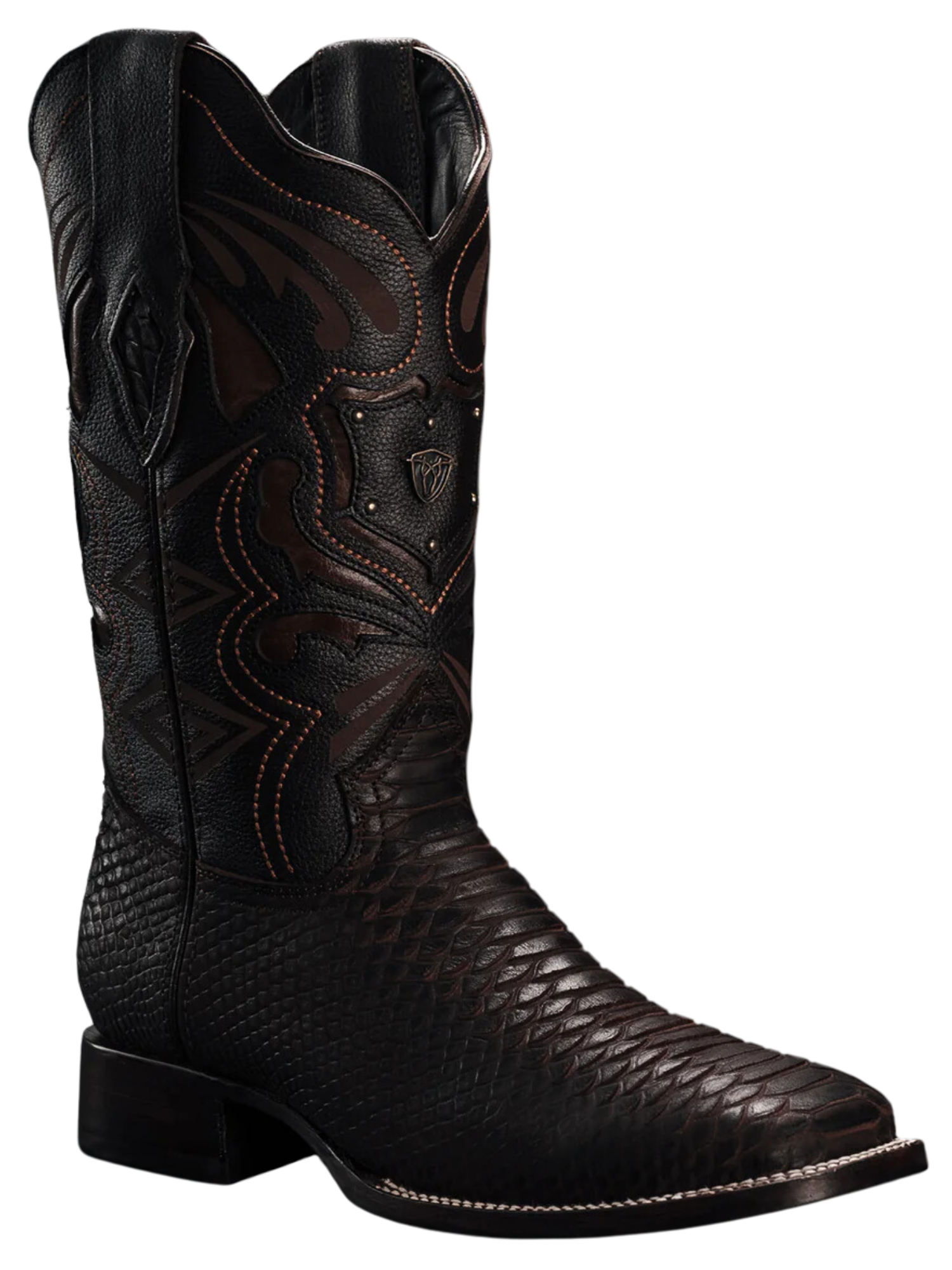 Botas Vaqueras Rodeo de Mamba Python Grabado en Piel Genuina para Hombre 'Rodeo Cartie' - ID: RC-MAM-TO Botas Python Print Rodeo Cartie 