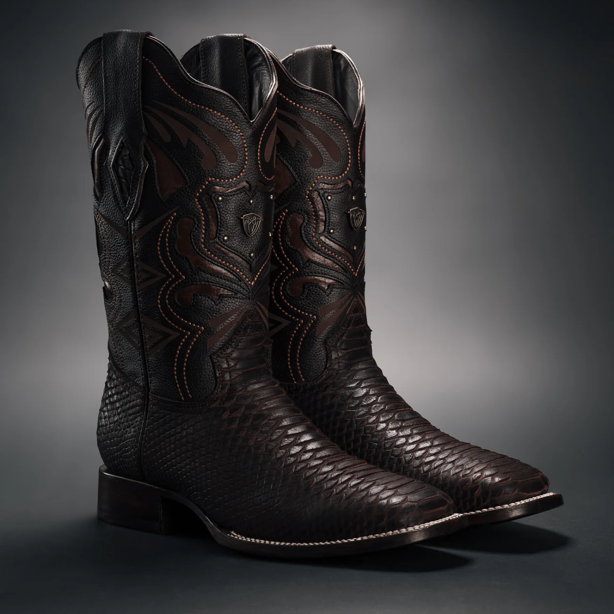 Botas Vaqueras Rodeo de Mamba Python Grabado en Piel Genuina para Hombre 'Rodeo Cartie' - ID: RC-MAM-TO Botas Python Print Rodeo Cartie 