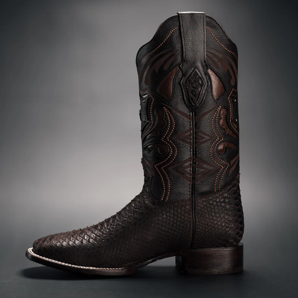 Botas Vaqueras Rodeo de Mamba Python Grabado en Piel Genuina para Hombre 'Rodeo Cartie' - ID: RC-MAM-TO Botas Python Print Rodeo Cartie 