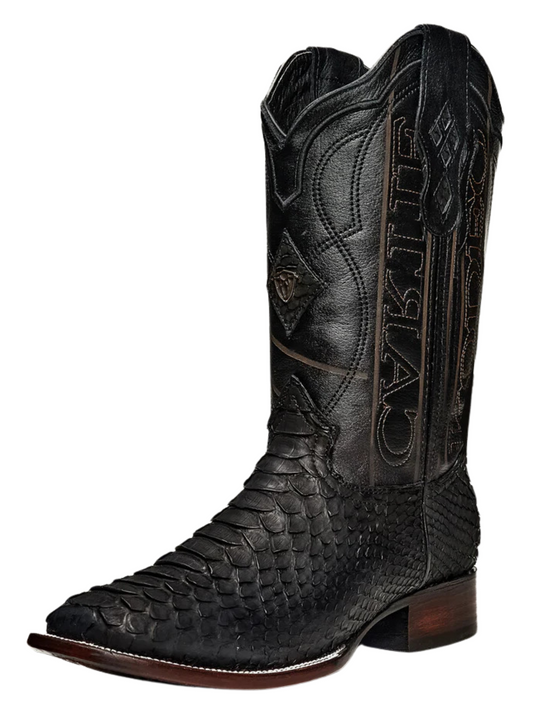 Botas Vaqueras Rodeo Exoticas de Python Original para Hombre 'Rodeo Cartie' - ID: RC-PYT-BM Botas Python Original Rodeo Cartie Black Matte