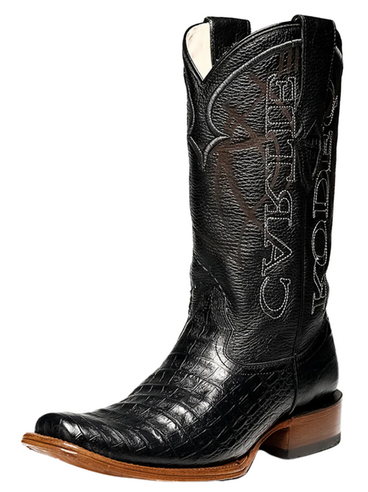 Botas Vaqueras Denver de Caiman Grabado en Piel Genuina para Hombre 'Rodeo Cartie' - ID: RC-DEN-NE Botas Caiman Print Rodeo Cartie Negro