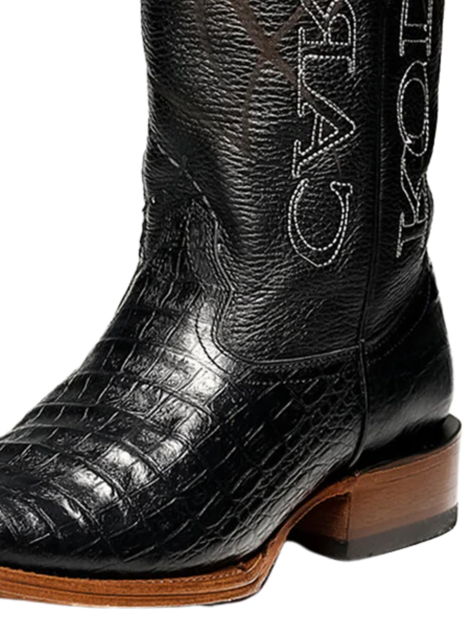 Botas Vaqueras Denver de Caiman Grabado en Piel Genuina para Hombre 'Rodeo Cartie' - ID: RC-DEN-NE Botas Caiman Print Rodeo Cartie 