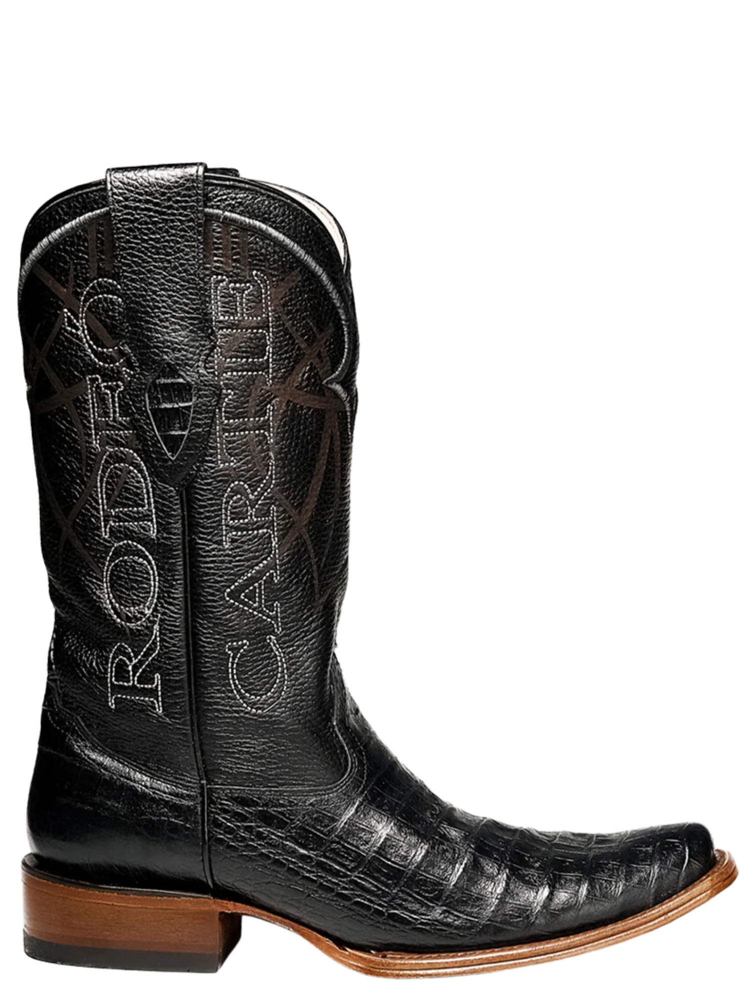 Botas Vaqueras Denver de Caiman Grabado en Piel Genuina para Hombre 'Rodeo Cartie' - ID: RC-DEN-NE Botas Caiman Print Rodeo Cartie 