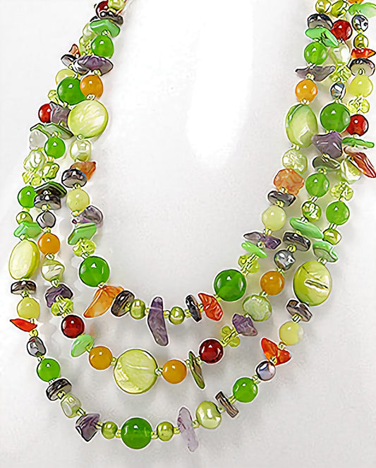 Handmade Necklace of Colored Natural Stones, Freshwater Pearls, Silk and 925 Sterling Silver - ID: 51756163 Bellash