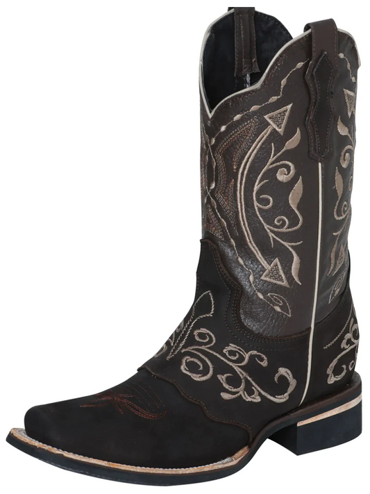 Rodeo Cowboy Boots with Nubuck Leather Embroidered Mask for Men 'El Señor de los Cielos' - ID: 124079