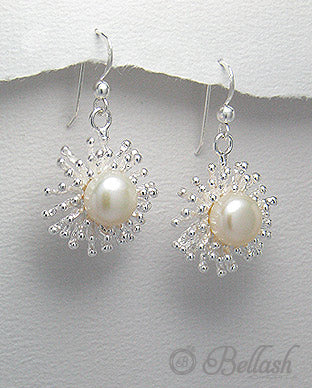 Aretes Colgantes Artesanales de Plata Ley 925 y Perlas de Agua Dulce - 925 Sterling Silver and Freshwater Pearls Handmade Dangle Earrings - ID: 25382319 Bellash