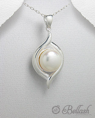 Dije Artesanal de Plata Ley 925 y Perla de Agua Dulce - 925 Sterling Silver and Freshwater Pearl Handmade Pendant - ID: 25382330 Bellash