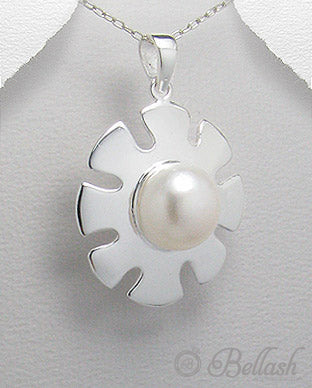 Dije Artesanal de Plata Ley 925 y Perla de Agua Dulce - 925 Sterling Silver and Freshwater Pearl Handmade Pendant - ID: 25382342 Bellash