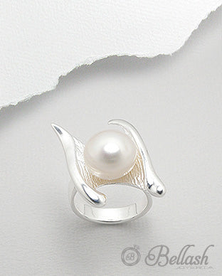 Anillo Artesanal de Plata Ley 925 y Perla de Agua Dulce - 925 Sterling Silver and Freshwater Pearl Handmade Ring - ID: 25382443 Bellash
