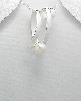 Dije Artesanal de Plata Ley 925 y Perla de Agua Dulce - 925 Sterling Silver and Freshwater Pearl Handmade Pendant - ID: 25382597 Bellash