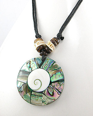 Cott Shells Handmade Adjustable Necklace of Natural Sea Shell, Wood, Bone and Cott ...