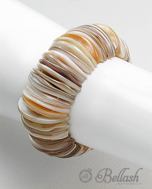 Pulsera Artesanal con Elastico de Conchas Naturales de Mar - Natural Sea Shell Elastic Bracelet - ID: 48576394 Bellash