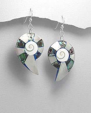 Aretes Colgantes Artesanales de Concha Natural de Mar y Plata Ley 925 - Natural Sea Shell and 925 Sterling Silver Handmade Dangle Earrings - ID: 48576481 Bellash