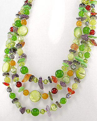 Collar Artesanal de Piedras Naturales de Colores, Perlas de Agua Dulce, Seda y Plata Ley 925 - Natural Colored Stones, Freshwater Pearls, Silk and 925 Sterling Silver Handmade Beaded Necklace - ID: 51756163 Bellash