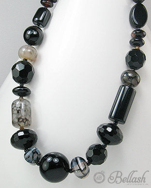 Collar Artesanal de Onix, Agata Negra y Plata Ley 925 - Onyx, Black Agate and 925 Sterling Silver Bracelet Handmade Beaded Necklace - ID: 51756299 Bellash