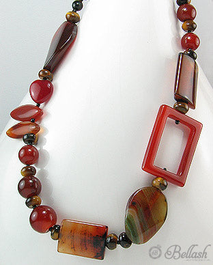 Collar Artesanal de Piedras Naturales, Agata Roja y Plata Ley 925 - Natural Stones, Red Agate and 925 Sterling Silver Handmade Beaded Necklace - ID: 51756319 Bellash