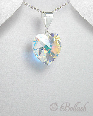 Dije de Corazon de Cristal Swarovski y Plata Ley 925 - Swarovski Crystal and 925 Sterling Silver Heart Pendant - ID: 52755317 Bellash