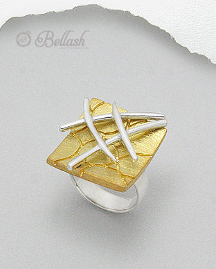 Anillo Artesanal de Plata Ley 925 Chapado en Oro de 18K - 925 Sterling Silver Plated with 18K Gold Handmade Ring - ID: 547063506 Bellash