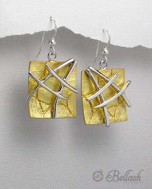 Aretes Colgantes Artesanales de Plata Ley 925 Chapado en Oro de 18K, 20 x 34 mm, 13.2 gr - 925 Sterling Silver Plated with 18K Gold Handmade Dangle Earrings - ID: 547063507 Bellash