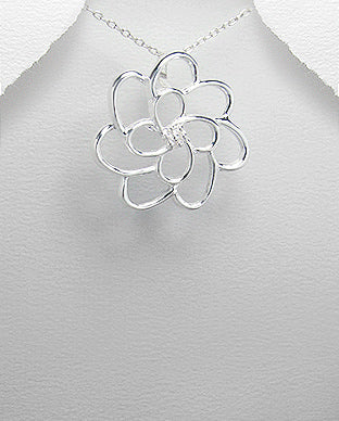 Dije de Flor Artesanal de Plata Ley 925 - 925 Sterling Silver Handmade Flower Pendant - ID: 547066563 Bellash