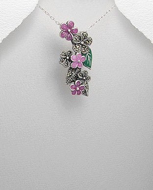 Dije Vintage Artesanal de Flores de Plata Ley 925 Marcasita - 925 Sterling Silver Marcasite Handmade Vintage Flower Pendant - ID: 55565940 Bellash