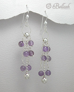 Aretes Colgantes de Plata Ley 925 y Vidrio - 925 Sterling Silver and Glass Beads Dangle Earrings - ID: 60781773 Bellash