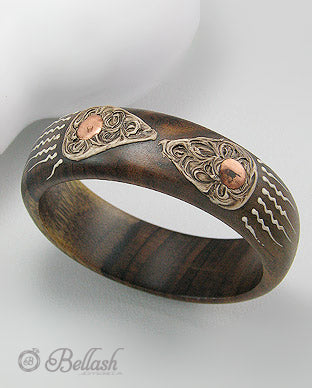 Pulsera Artesanal de Madera y Cobre - Wood and Copper Handmade Bangle Bracelet - ID: 66796232 Bellash