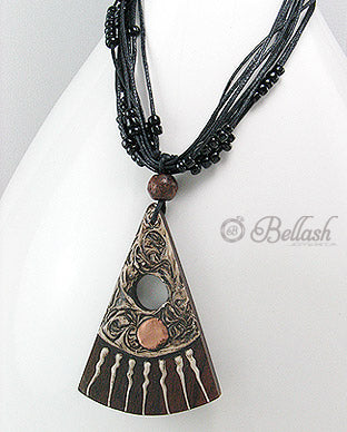 Collar Artesanal de Madera, Cobre y Algodon - Wood, Copper and Cotton Handmade Necklace - ID: 66796241 Bellash