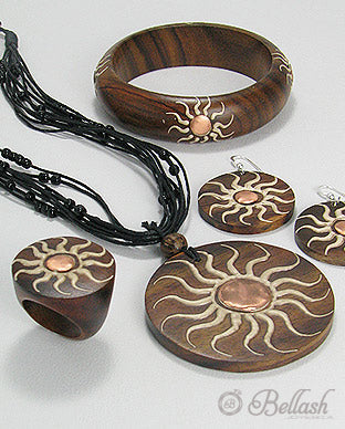 Juego de Joyeria Artesanal de Madera, Cobre y Algodon (5 Pzas) - Wood, Copper and Cotton Handmade Jewelry Set (5 Pcs) - ID: 66796259 Bellash